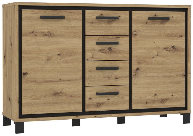 Kommode Sideboard TRONDHEIM K233 Artisan Eiche / Schwarzeiche Optik