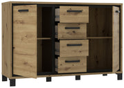 Kommode Sideboard TRONDHEIM K233 Artisan Eiche / Schwarzeiche Optik