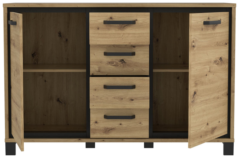 Kommode Sideboard TRONDHEIM K233 Artisan Eiche / Schwarzeiche Optik
