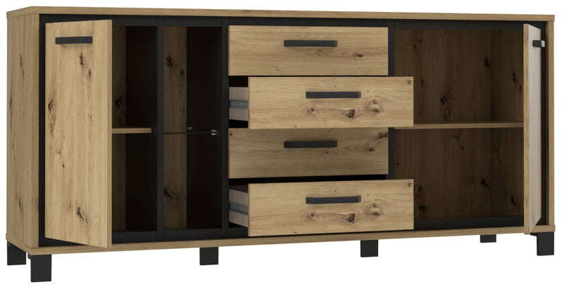 Sideboard TRONDHEIM 2 Türen Artisan Eiche / Schwarzeiche Optik