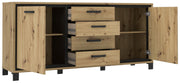 Sideboard TRONDHEIM 2-trg. 4 Schubladen Artisan / Schwarzeiche Optik
