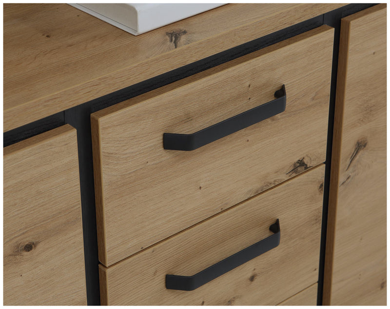 Sideboard TRONDHEIM 2-trg. 4 Schubladen Artisan / Schwarzeiche Optik