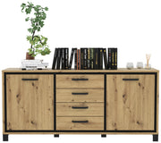 Sideboard TRONDHEIM 2-trg. 4 Schubladen Artisan / Schwarzeiche Optik