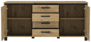 Sideboard TRONDHEIM 2-trg. 4 Schubladen Artisan / Schwarzeiche Optik