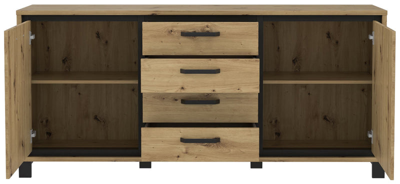 Sideboard TRONDHEIM 2-trg. 4 Schubladen Artisan / Schwarzeiche Optik