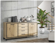 Sideboard TRONDHEIM 2-trg. 4 Schubladen Artisan / Schwarzeiche Optik