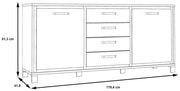 Sideboard TRONDHEIM 2-trg. 4 Schubladen Artisan / Schwarzeiche Optik