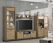 Highboard Vitrine TRONDHEIM Artisan Eiche / Schwarzeiche Optik Forte