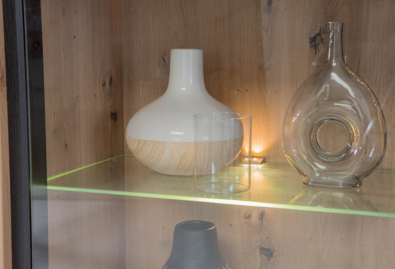 Highboard Vitrine TRONDHEIM Artisan Eiche / Schwarzeiche Optik Forte