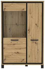 Highboard Vitrine TRONDHEIM Artisan Eiche / Schwarzeiche Optik Forte