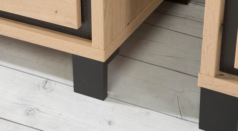 Highboard Vitrine TRONDHEIM Artisan Eiche / Schwarzeiche Optik Forte