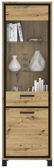 Vitrine TRONDHEIM 2-trg. Artisan Eiche / Schwarzeiche Optik von Forte