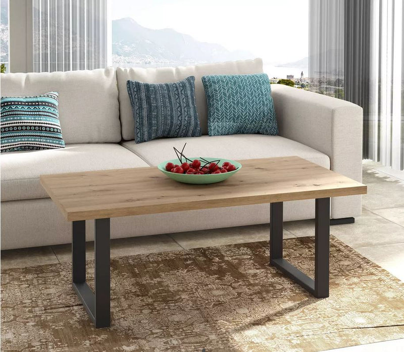 Couchtisch Artisan Eiche Optik 110 x 60 cm mit Kufengestell schwarz