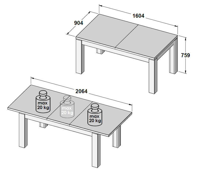 Esstisch TRONDHEIM 160 x 90 mit Auszug Optik Artisan Eiche von Forte