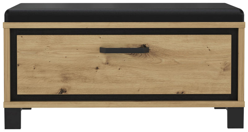 Garderobenbank TRONDHEIM mit Polster Artisan Eiche Schwarzeiche Optik