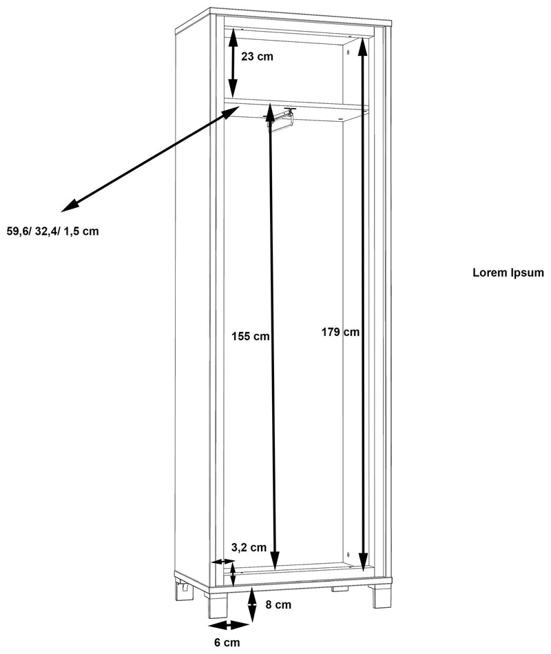 Garderobenschrank TRONDHEIM Artisan Eiche / Schwarzeiche von Forte