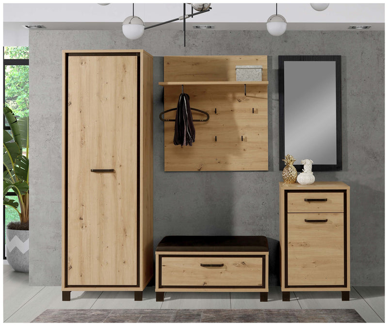 Garderobenset TRONDHEIM in Artisan Eiche / Schwarzeiche Optik