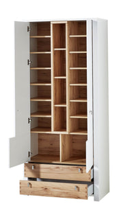 Schuhschrank Dielenschrank SERPIO - Weiß mit Absetzung Wildbuche
