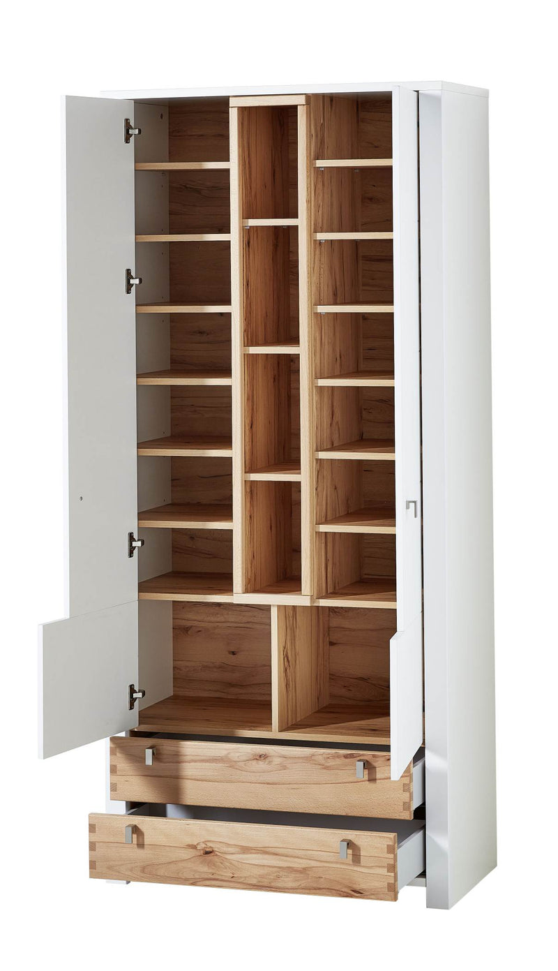 Schuhschrank Dielenschrank SERPIO - Weiß mit Absetzung Wildbuche