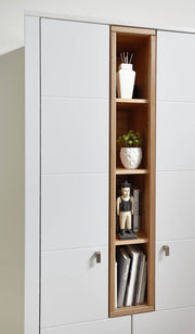 Schuhschrank Dielenschrank SERPIO - Weiß mit Absetzung Wildbuche
