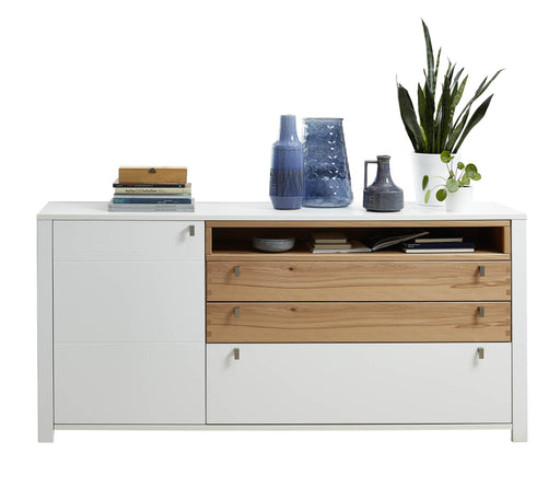 Sideboard SERPIO Weiß mit Absetzung Wildbuche