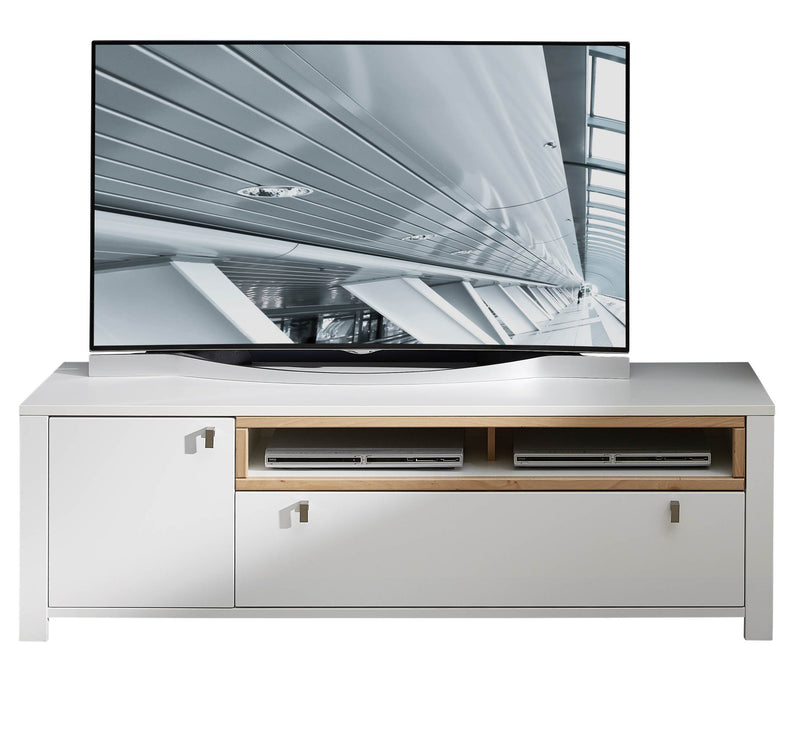 TV Lowboard SERPIO Weiß mit Absetzung Wildbuche