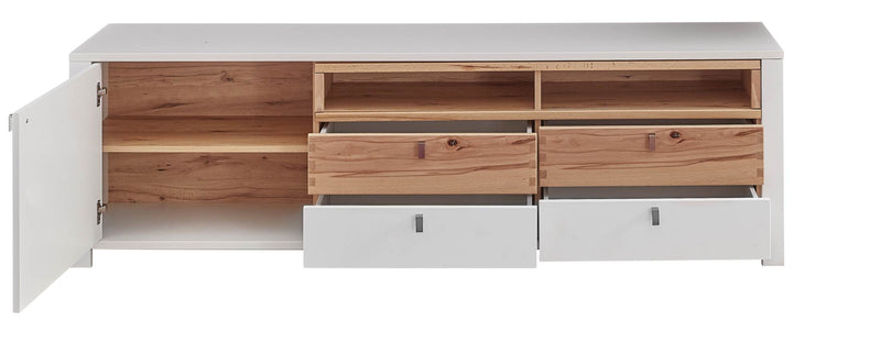TV Lowboard SERPIO WF 33 Weiß mit Absetzung Wildbuche