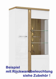 Highboard Vitrine TULUZA 2 Türen Optik Weiß / Artisan Eiche von Forte