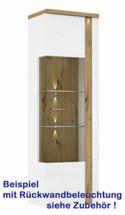 Vitrine TULUZA 1 Tür verglast Optik Weiß / Artisan Eiche von Forte