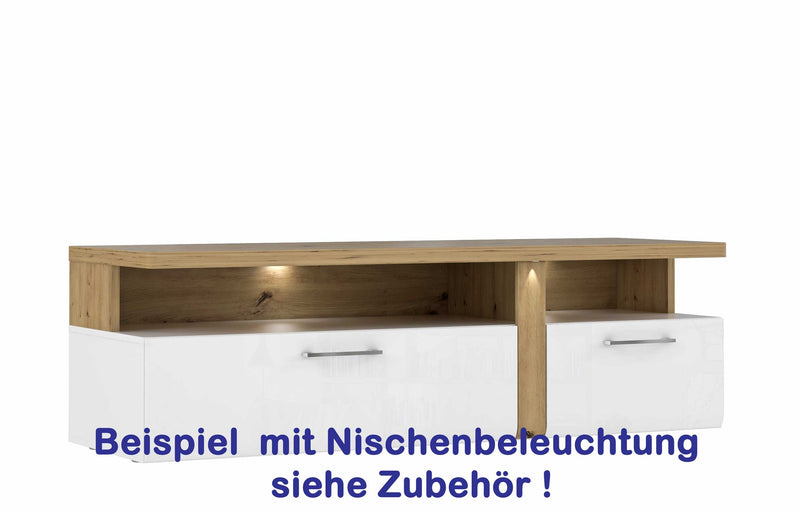 Lowboard TULUZA 2 Schubladen Optik Weiß / Artisan Eiche von Forte