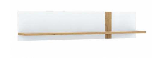Wandboard TULUZA 140 cm in Weiß mit Holzakzenten, Gesamtansicht von vorne.