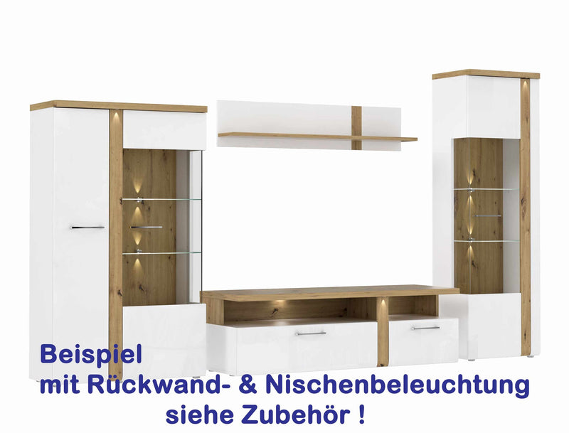 Wohnwand Wohnzimmerschrank TULUZA Optik Weiß / Artisan Eiche von Forte