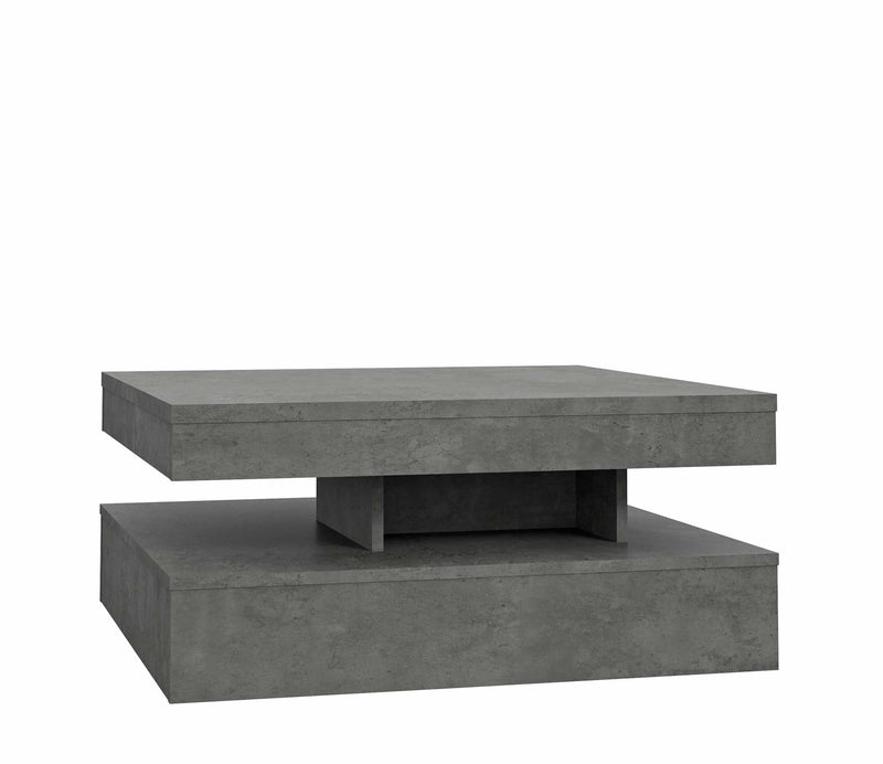 Couchtisch TURN Platte drehbar 78 x 78 cm Betonoptik dunkelgrau Forte