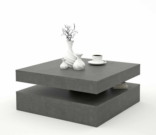 Couchtisch TURN Platte drehbar 78 x 78 cm Betonoptik dunkelgrau Forte
