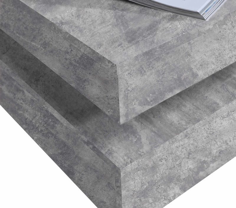 Couchtisch TURN mit drehbarer Platte Optik Beton lichtgrau von Forte