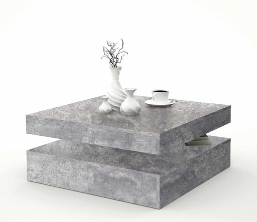Couchtisch TURN mit drehbarer Platte Optik Beton lichtgrau von Forte