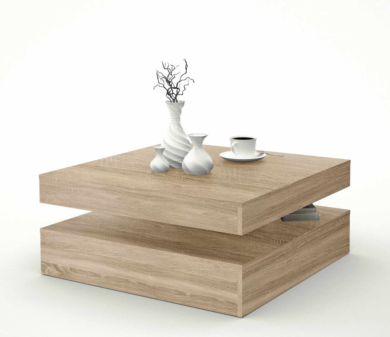 Couchtisch TURN Platte rundum drehbar Optik Sonoma Eiche von Forte