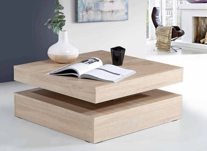 Couchtisch TURN Platte rundum drehbar Optik Sonoma Eiche von Forte