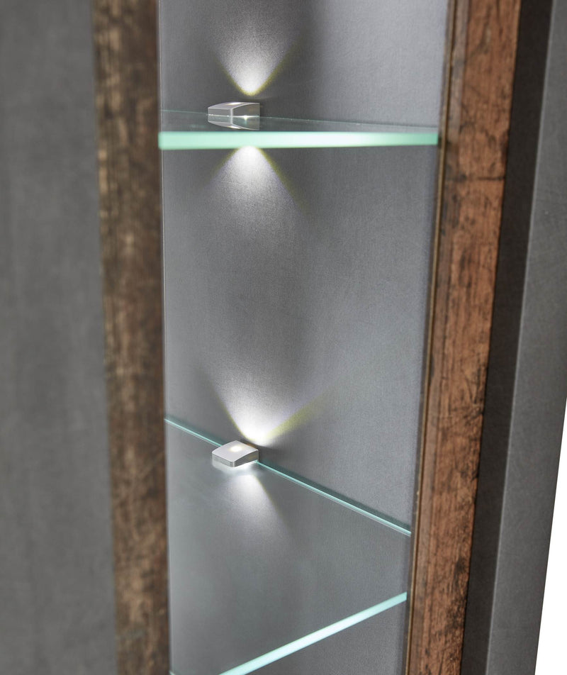 Vitrine CARDIFF 1-türig mit LED Beleuchtung - Vintage Style Mix dark