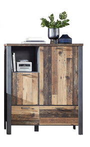 Kommode Highboard CARDIFF - Vintage Style Mix dark