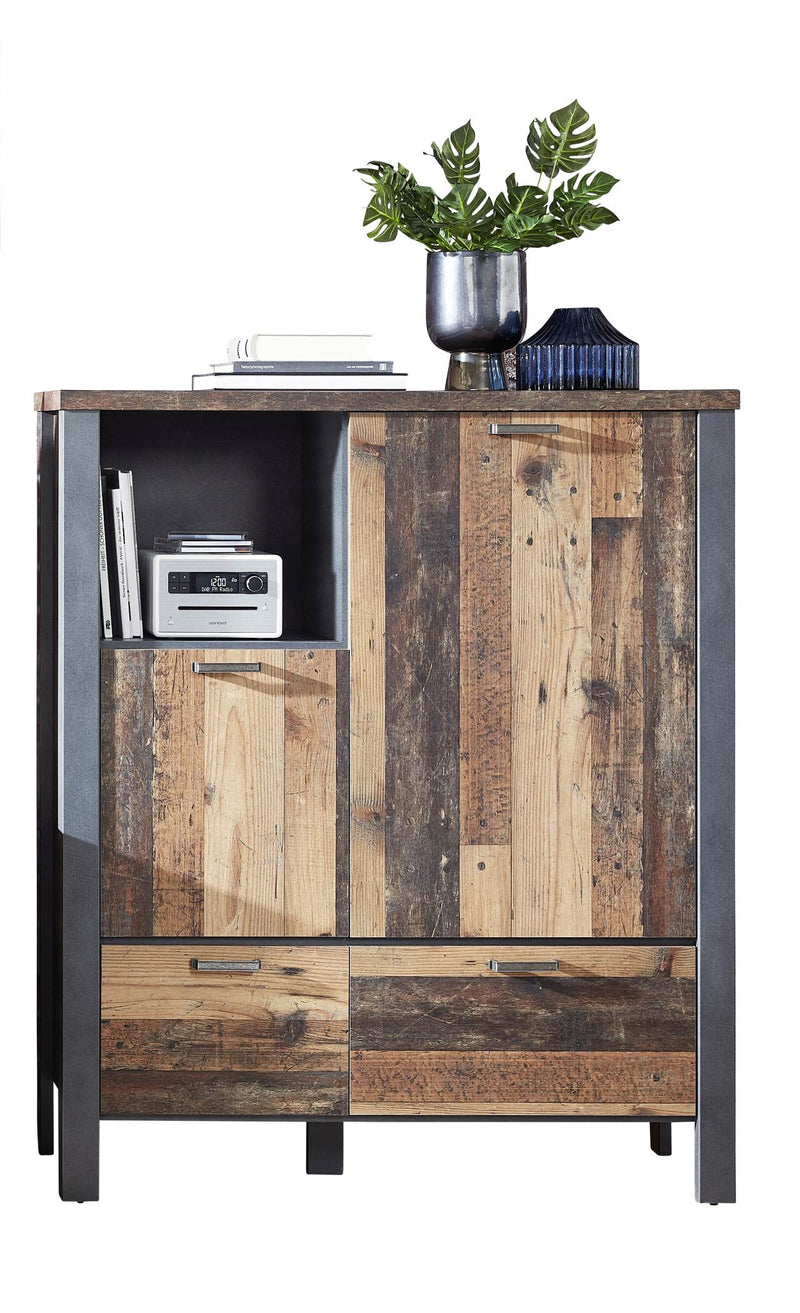 Kommode Highboard CARDIFF - Vintage Style Mix dark