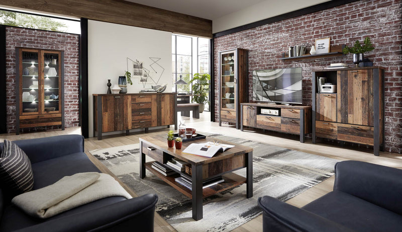 Kommode Highboard CARDIFF - Vintage Style Mix dark