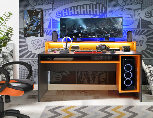 Gaming Tisch TEZAUR 2B Computertisch Black Orange mit Beleuchtung