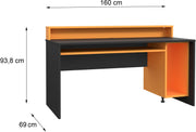 Gaming Tisch TEZAUR 2B Computertisch Black Orange mit Beleuchtung