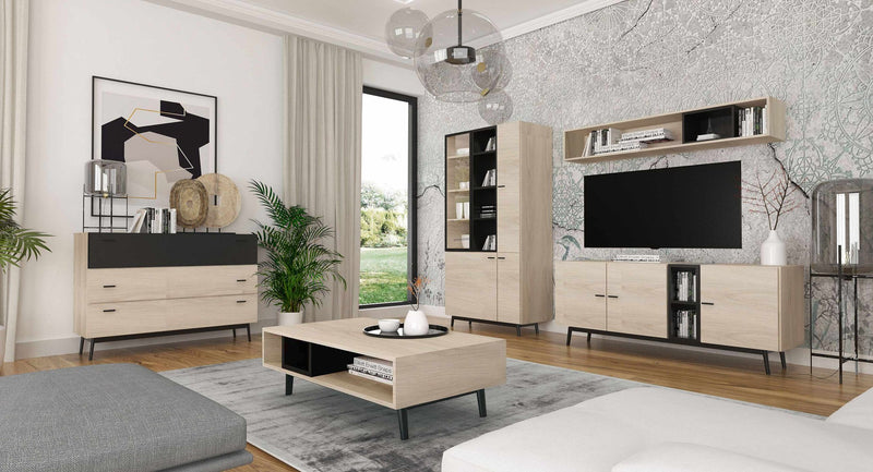 Couchtisch CAREA 110 x 65 cm Comano Pflaume Optik / Schwarz von Forte