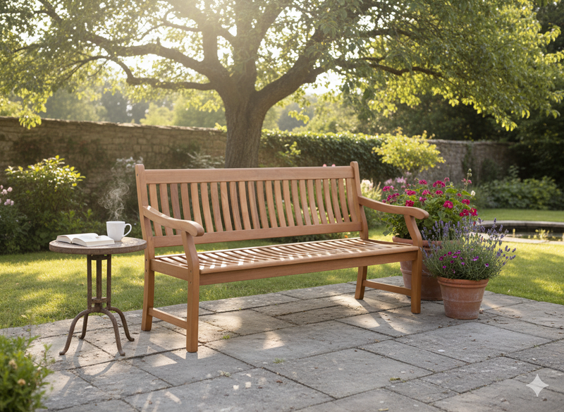 Eukalyptus Gartenbank Jersey | Klassische 3-Sitzer Bank für den Garten