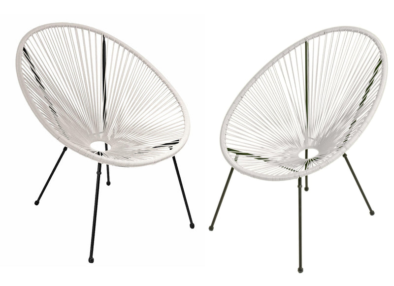 Gartensessel Relaxsessel DALIDA im Acapulco Style 2er Set Weiß