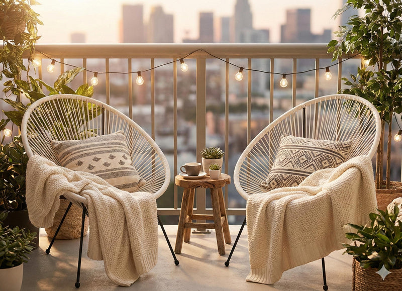 Gartensessel Relaxsessel DALIDA im Acapulco Style 2er Set Weiß — Trendmöbel24