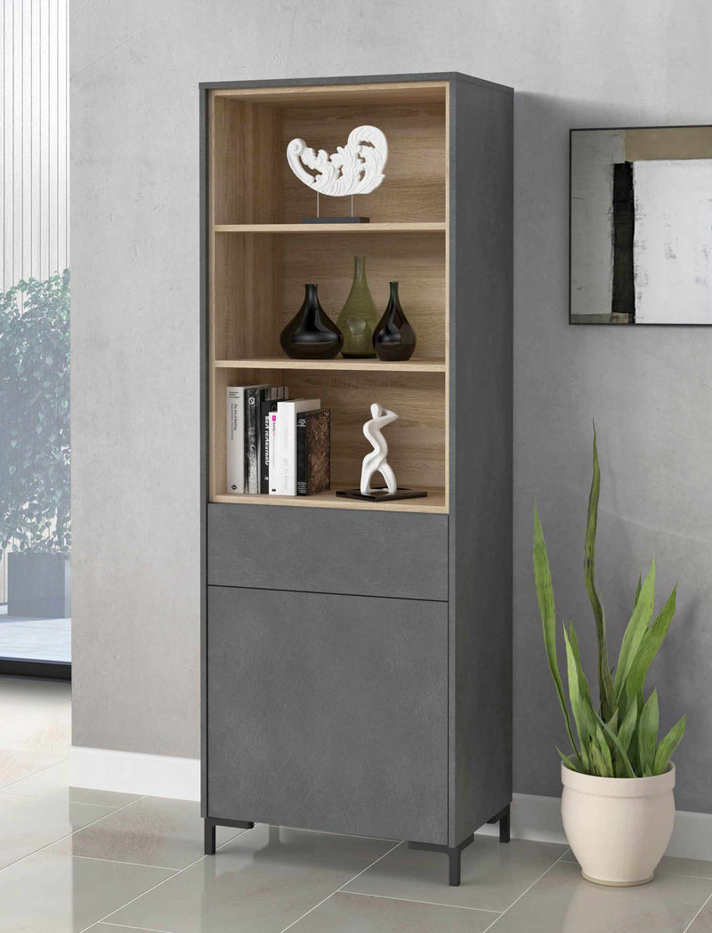 Regal GALACTIQUE 1 Tür Optik Beton grau / Sonoma Eiche von Forte