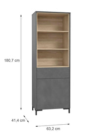 Regal GALACTIQUE 1 Tür Optik Beton grau / Sonoma Eiche von Forte